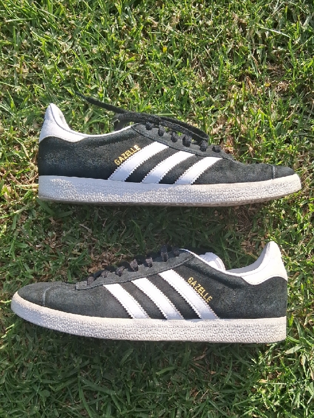 adidas Black Suede Gazelle Sneakers with White Stripes
